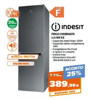 Indesit Frigo Combinato LI 8 SN1 EX