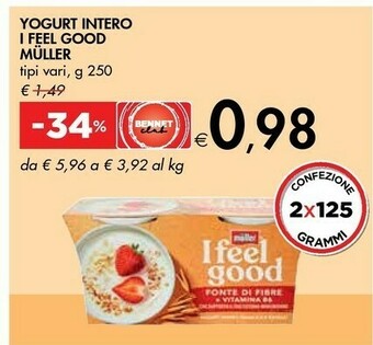Bennet Muller Yogurt Intero I Feel Good offerta