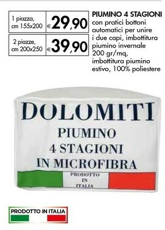 Bennet Piumino 4 Stagioni offerta