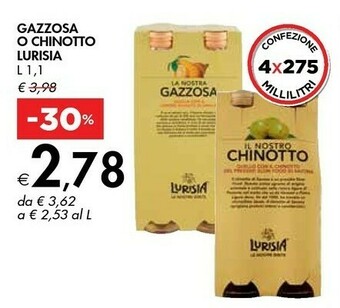 Bennet Lurisia Gazzosa O Chinotto offerta