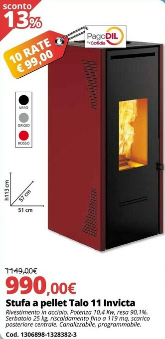 Brico Io Stufa A Pellet Talo 11 Invicta offerta