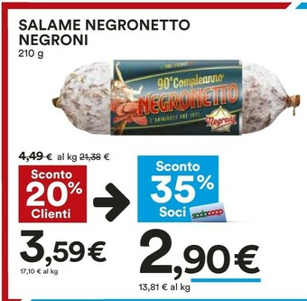 Coop Negroni Salame offerta