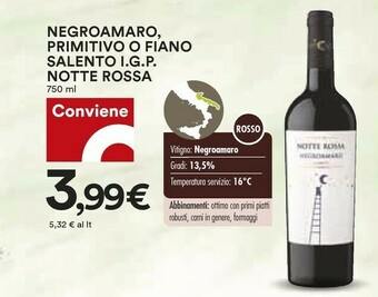 Coop Notte rossa Vino offerta