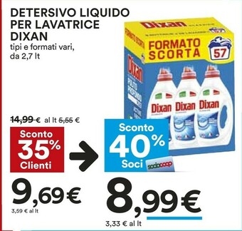 Coop Dixan Detersivo lavatrice offerta
