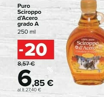 Carrefour Puro Sciroppo D'acero Grado A 250ml offerta