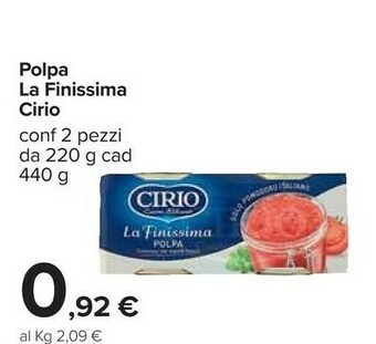 Carrefour Cirio Polpa La Finissima 440g offerta