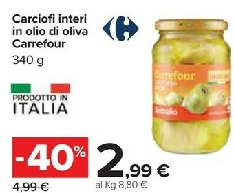 Carrefour Carrefour Carciofi Intero In Olio Di Oliva 340g offerta