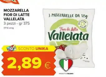 Oasi MOZZARELLA FIOR DI LATTE VALLELATA 3 pezzi - gr 375 offerta