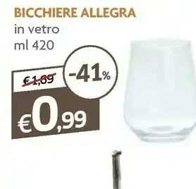 Famila Excelsa Bicchiere Allegra In Vetro offerta