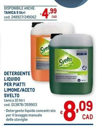 Metro Svelto Detersivo piatti offerta