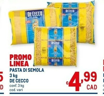 Metro De Cecco Pasta di semola offerta