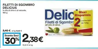 Coop Delicius Filetti di sgombro offerta