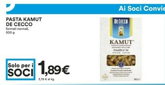 Coop De Cecco Pasta di semola offerta