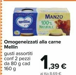 Carrefour Mellin Omogeneizzati offerta