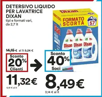 Coop Dixan Detersivo Liquido Per Lavatrice offerta