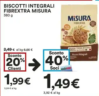 Coop Misura 40 Fette Biscottate Integrali Fibrextra 320 G(ml) offerta