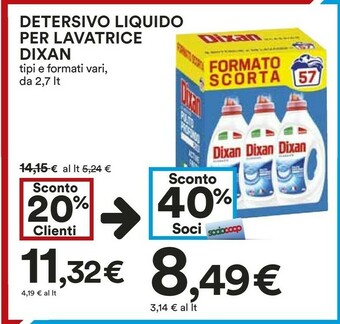 Coop Dixan Detersivo Liquido Per Lavatrice offerta