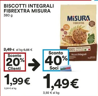 Coop Misura 40 Fette Biscottate Integrali Fibrextra 320 G(ml) offerta