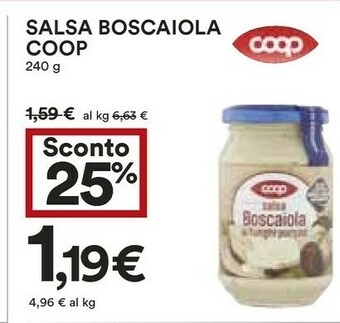 Coop Coop - Salsa Boscaiola Ai Funghi Porcini 240 G(ml) offerta