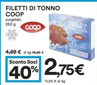 Coop Coop - Filetti Di Tonno A Pinne Gialle Surgelati 250 G(ml) offerta