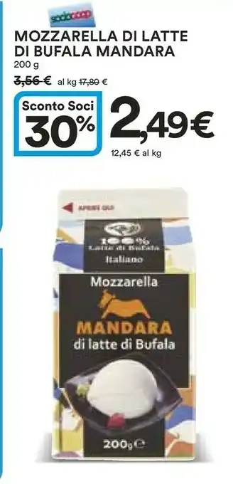 Coop Mandara Mozzarella Di Latte Di Bufala 200 G(ml) offerta