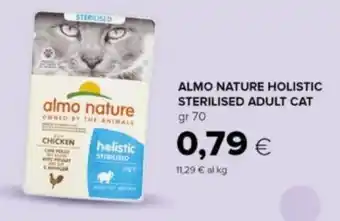 Oasi ALMO NATURE HOLISTIC STERILISED ADULT CAT gr 70 offerta