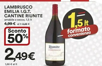 Coop Cantinè Riunite Lambrusco Emilia Igt Amabile offerta