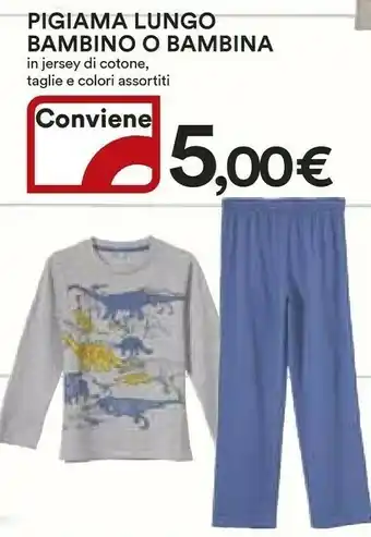 Coop Ipercoop Pigiama Lungo Bambino O Bambina In Jersey Di Cotone offerta