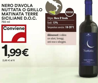 Coop Nuttata Nero d'Avola offerta