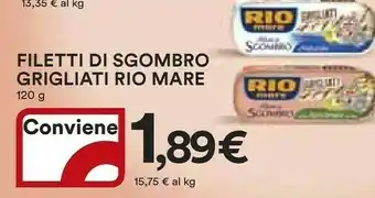 Ipercoop Rio Mare Filetti Di Sgombro Grigliati Al Naturale 120 G(ml) offerta