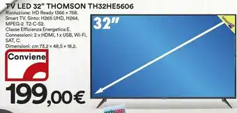 Ipercoop Thomson 32HE5606 TV 80 Cm (31.5") HD Smart TV Wi-Fi Nero offerta