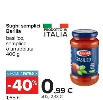 Carrefour Barilla Sughi per pasta offerta