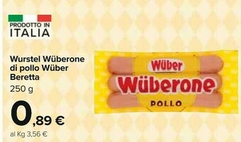 Carrefour Wuber Wurstel di pollo offerta