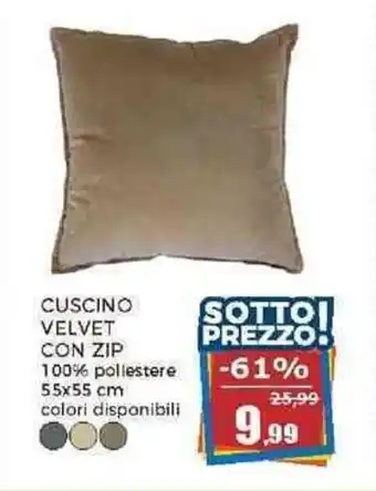 Happy Casa CUSCINO VELVET CON ZIP offerta
