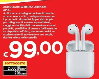Bennet Apple Auricolari Wireless Airpods offerta
