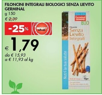Germinal Filoncini Integrali Biologici Senza Lievito
