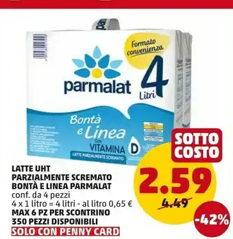 PENNY Parmalat Latte parzialmente scremato offerta