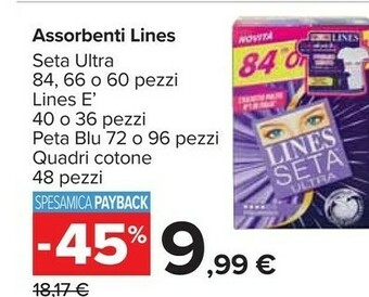 Carrefour Lines Assorbenti lines offerta