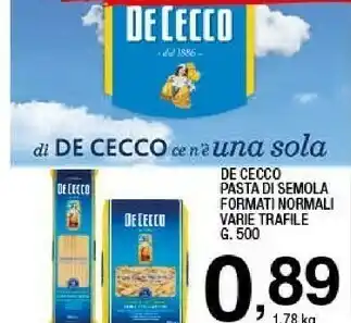 Sigma De Cecco Pasta Di Semola Di Grano Duro offerta