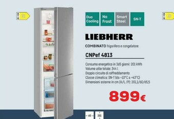 Euronics Liebherr CNPef 4813 Frigorifero Con Congelatore Libera Installazione 338 L A+++ Argento offerta