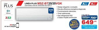 Euronics Mitsubishi Linea Plus MSZ-BT25/35VGK offerta