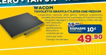 Euronics Wacom Tavoletta Grafica CTL672S One Medium offerta