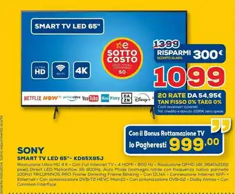 Sony KD65X85J TV 163,8 Cm (64.5") 4K Ultra HD Wi-Fi Nero