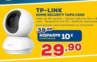 TP-LINK Tapo C200 Interno Lampadina Soffitto 1280 X 720 Pixel
