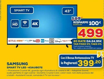 Euronics Samsung Smart Tv 43AU8072 offerta