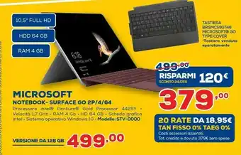 Euronics Microsoft Surface Go 2P/4/64 offerta