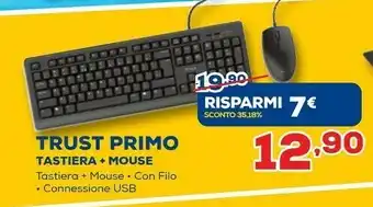 Euronics Trust Primo Tastiera + Mouse offerta