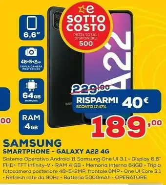 Euronics Samsung Smartphone Galaxy A22 4G offerta