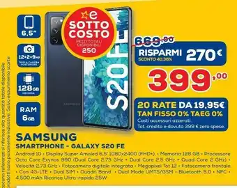 Euronics Samsung Galaxy S20 FE 5G SM-G781B 16,5 Cm (6.5") Android 10.0 USB Tipo-C 128 GB 4500 MAh Arancione offerta
