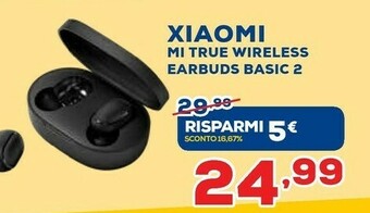 Euronics Xiaomi Mi True Wireless Earbuds Basic 2 Cuffie Auricolare Nero Bluetooth offerta